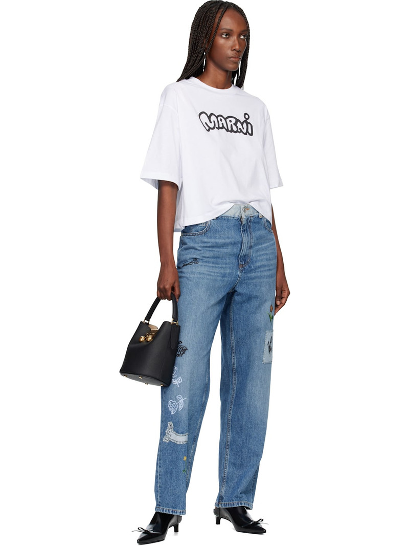 Marni White Sprayed Marni Logo Jersey T-shirt outlook