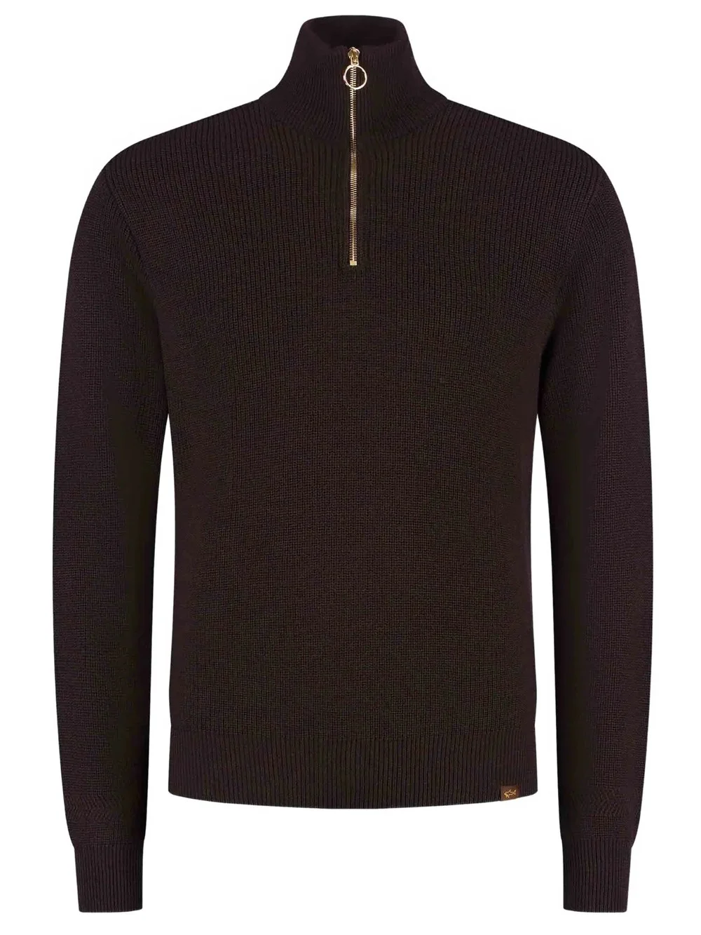 RIBBED HALF ZIP WOOL BLEND SWEATER - 1
