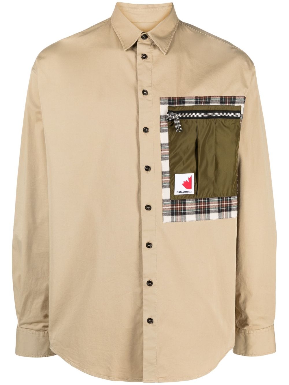 contrast pocket shirt jacket - 1