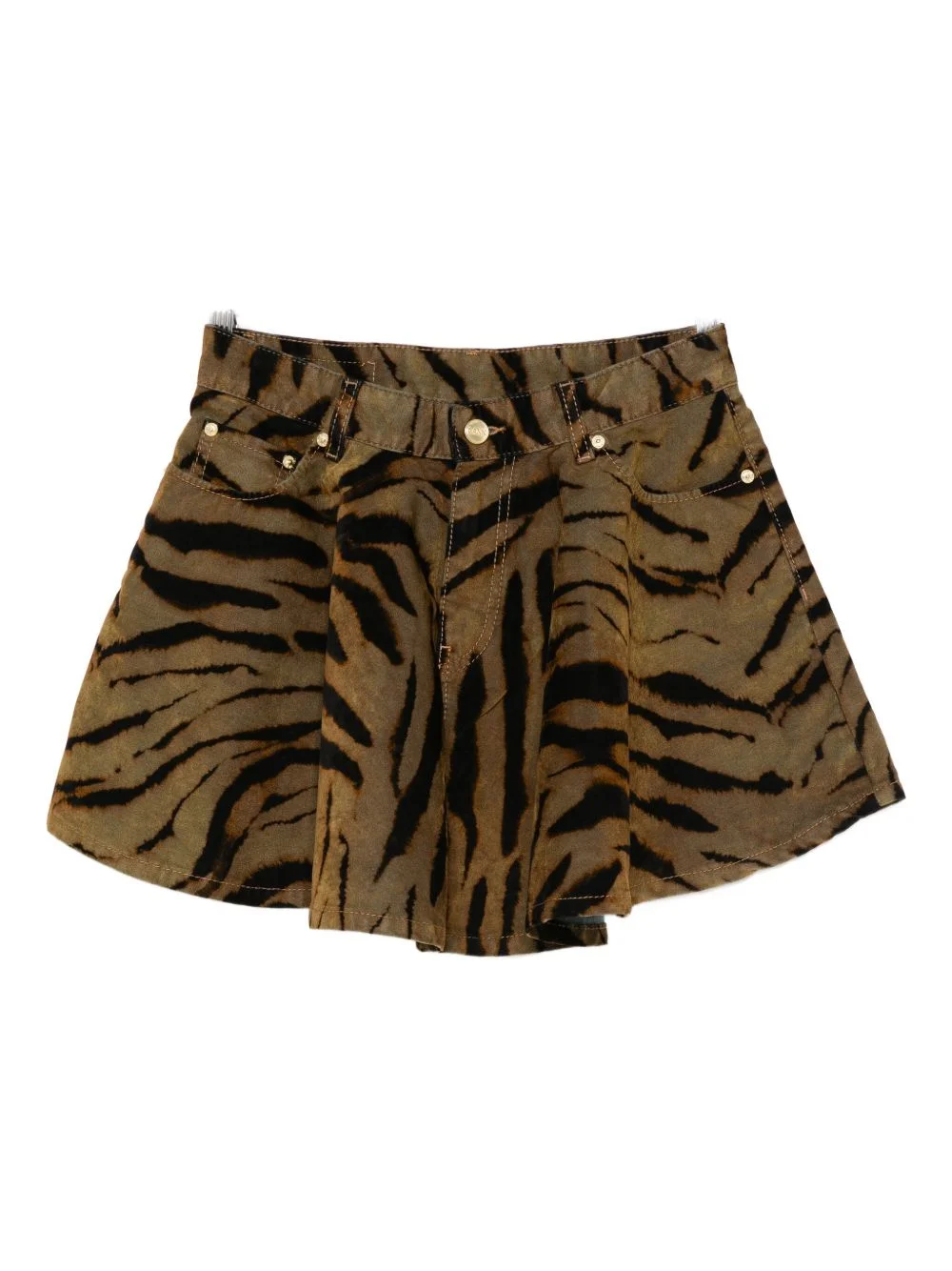tiger-print pocket mini skirt - 1