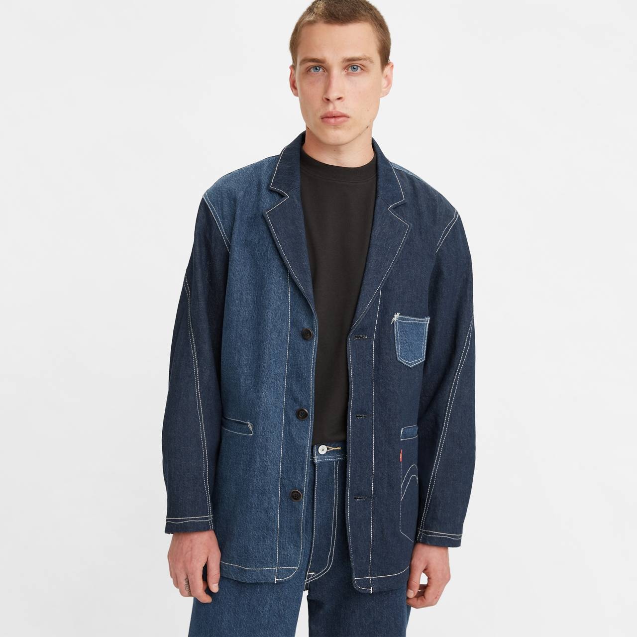 DENIM SACK COAT - 1