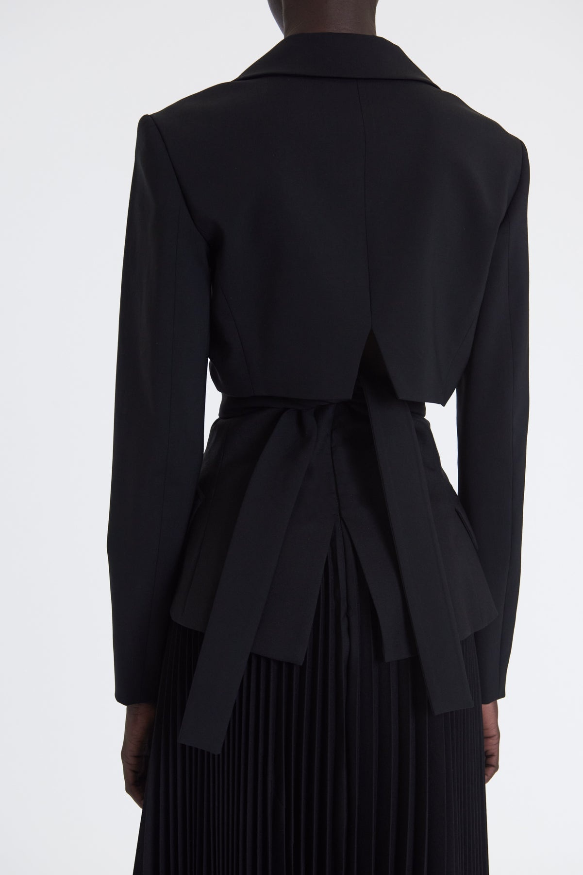 CROPPED WRAP AROUND JACKET WITH TIES BLACK - 5