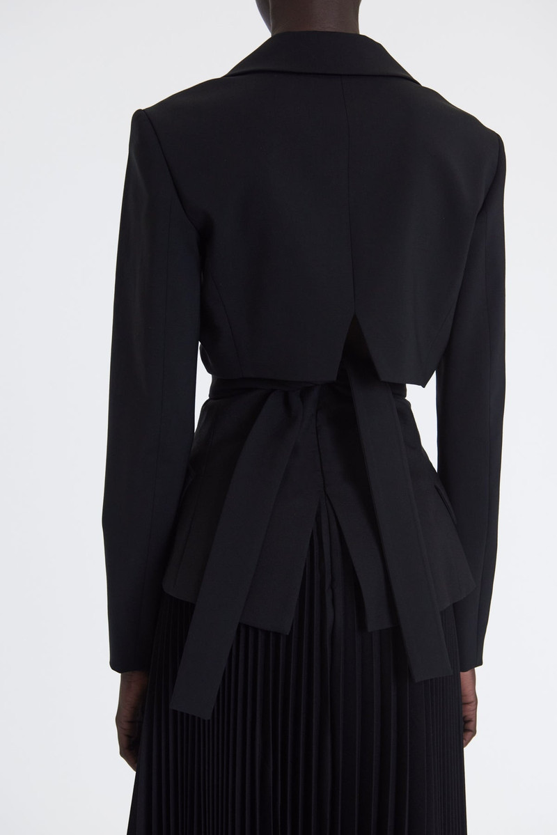 CROPPED WRAP AROUND JACKET WITH TIES BLACK 5