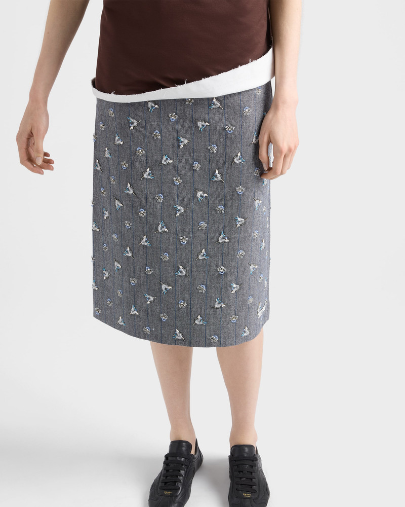 Embellished pinstripe wool midi-skirt 3