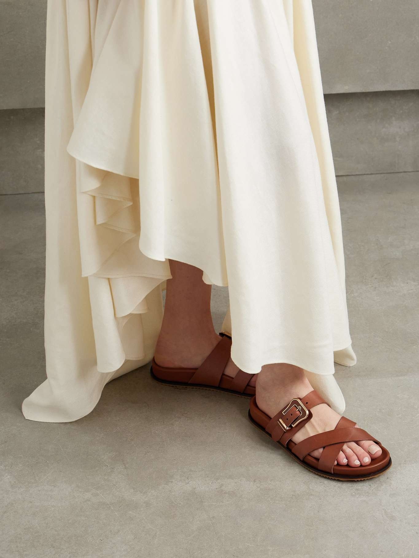 Circe leather slides Tan - 2