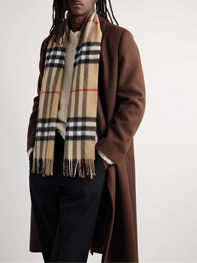 Burberry Fringed Checked Cashmere Scarf outlook