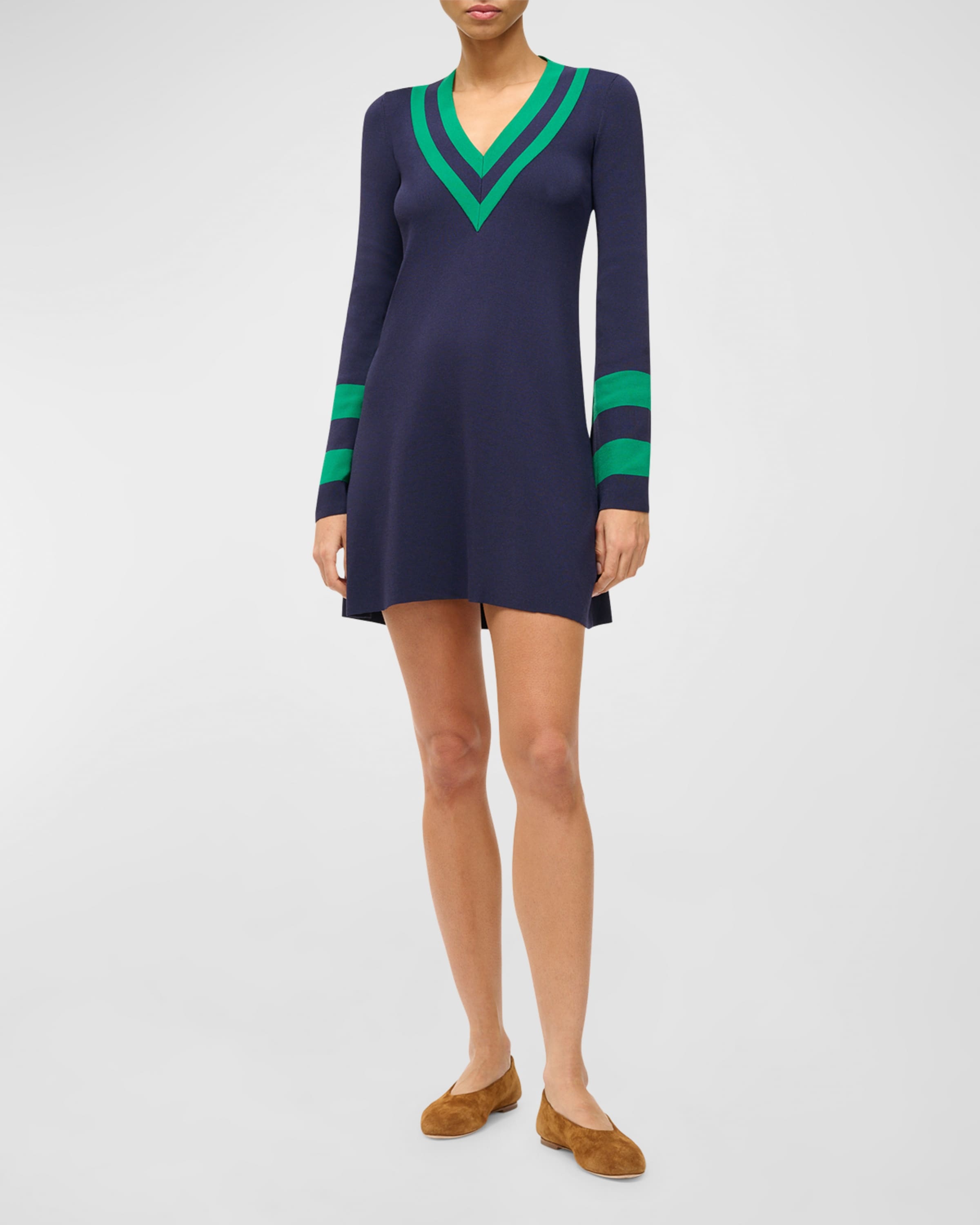 Sunshine Flare-Sleeve Stripe Mini Dress - 1