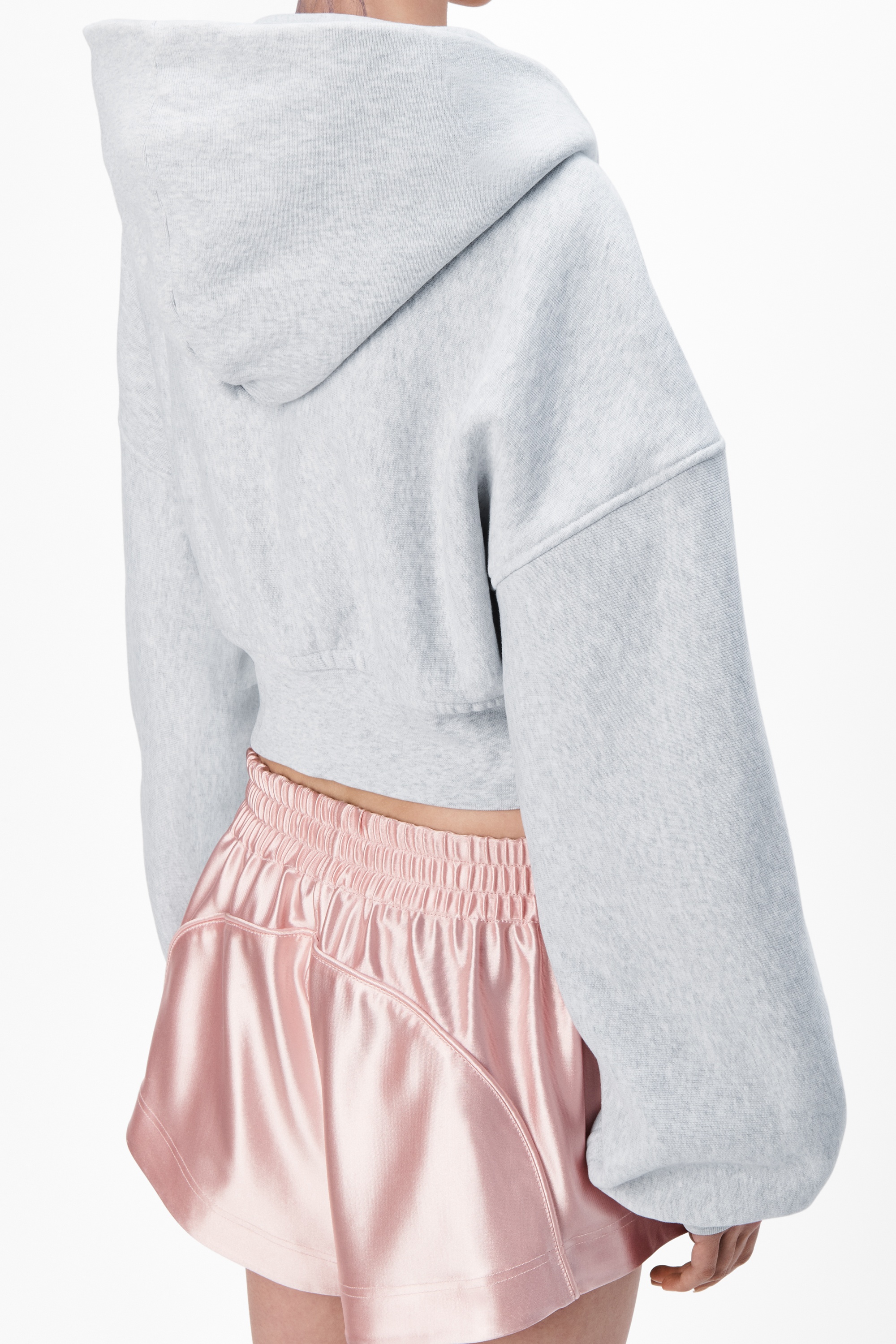 cropped zip up hoodie in classic terry - 6
