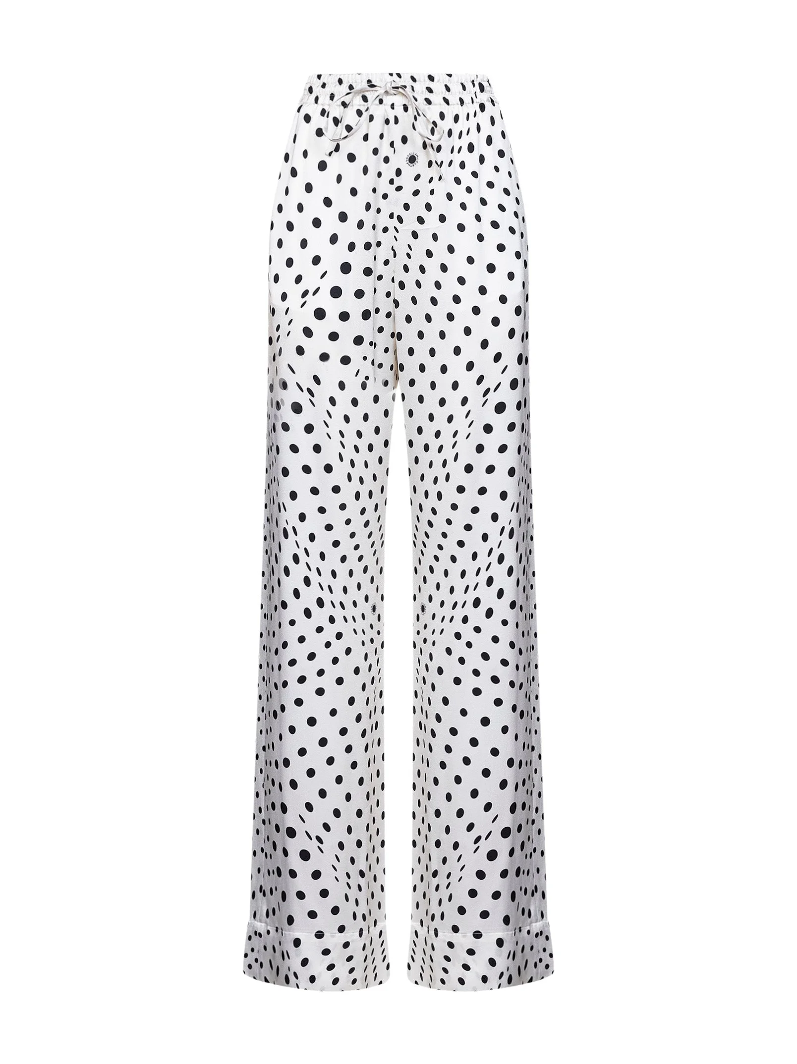 Black and white polka dot viscose oversized trousers - 1