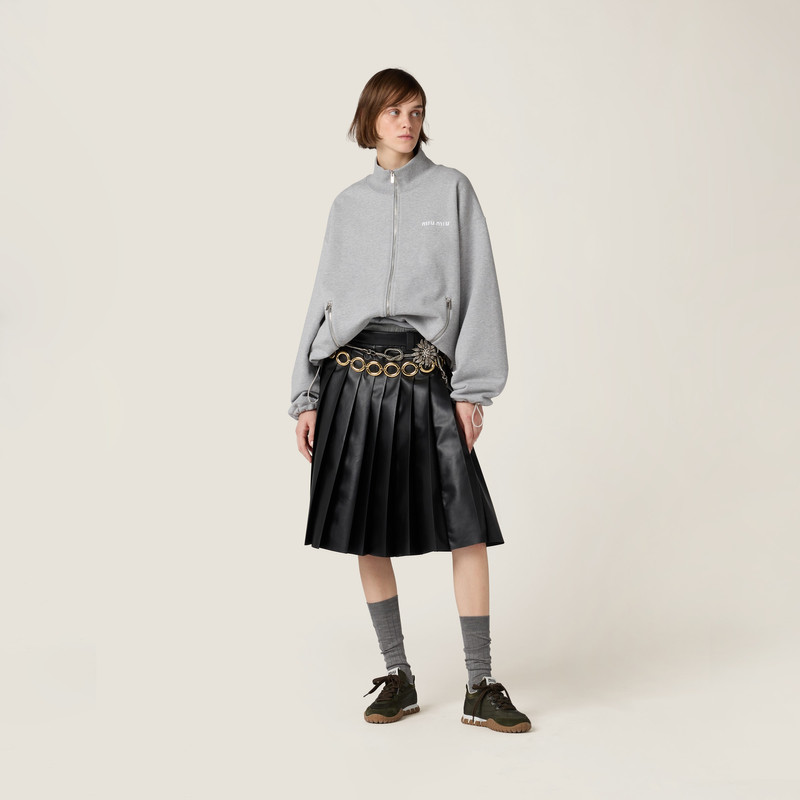 Miu Miu Cotton fleece zipper sweatshirt outlook