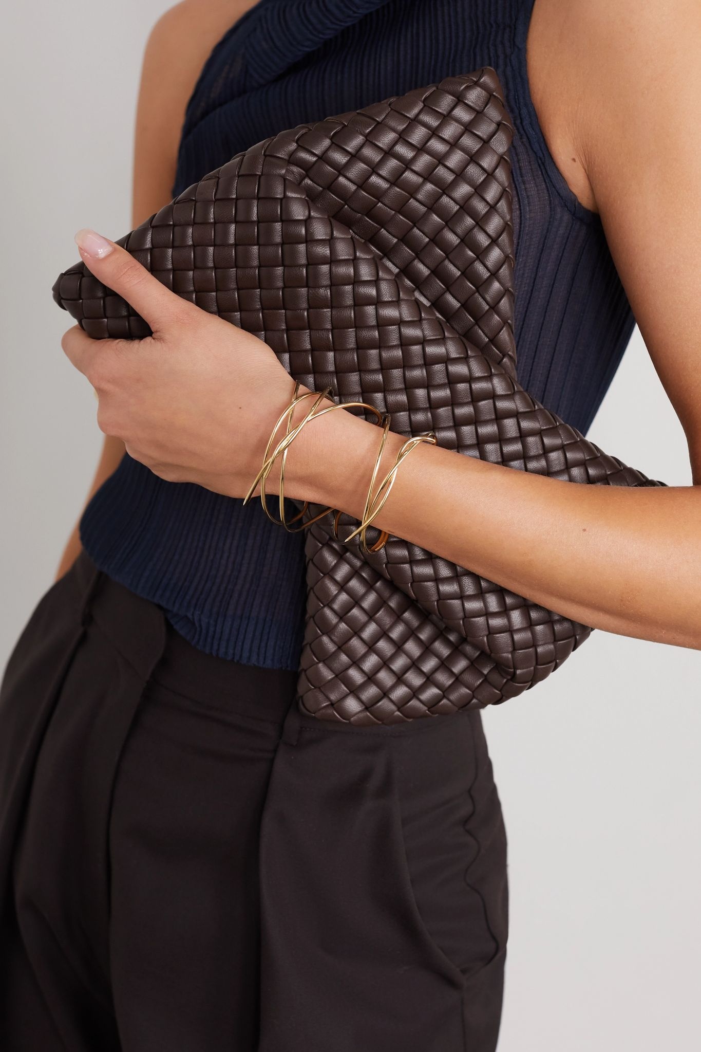 Twist intrecciato leather clutch - 2