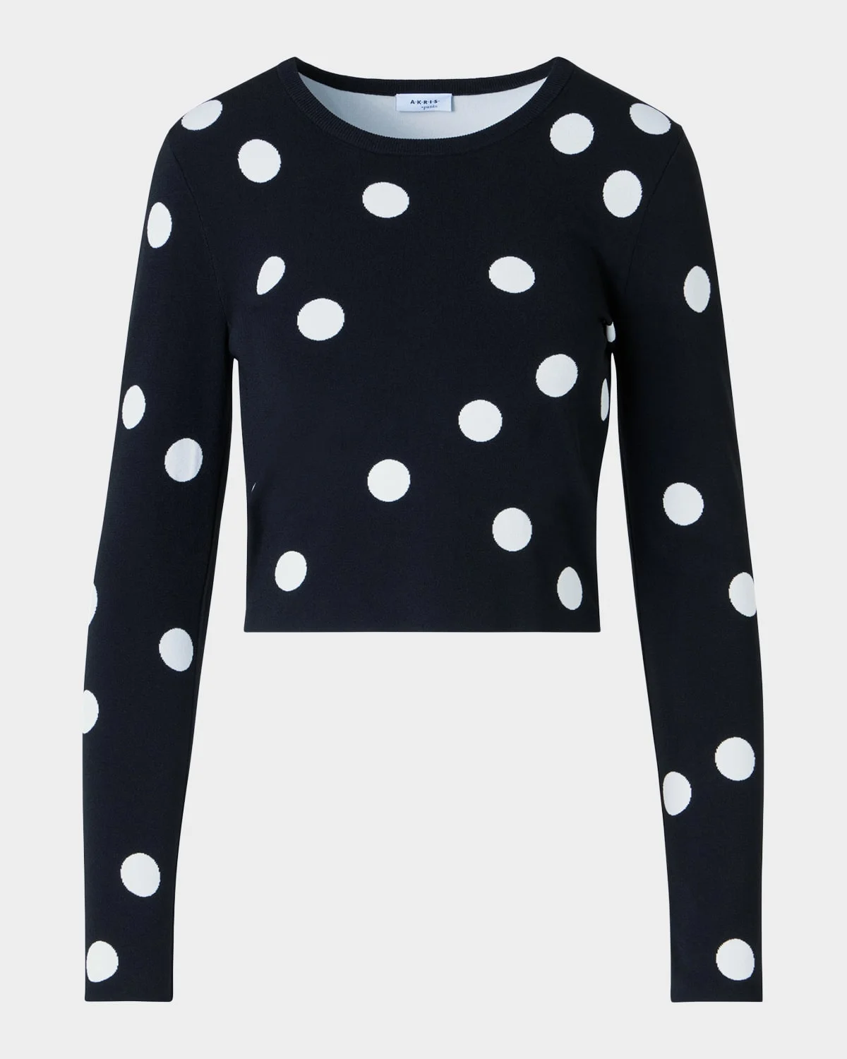 Polka Dot Long-Sleeve Crop Sweater - 1