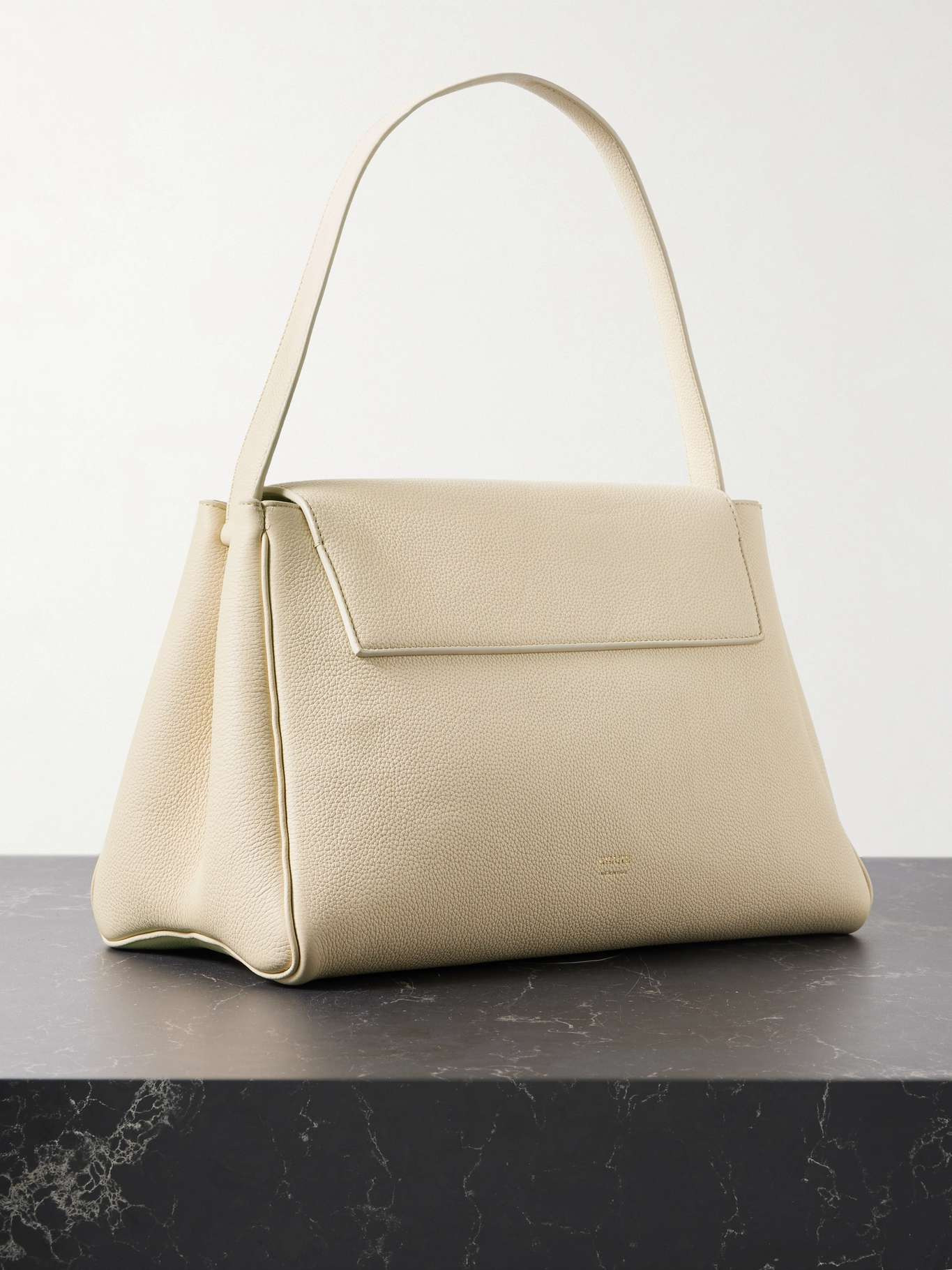 Audrey textured-leather tote Ivory - 3
