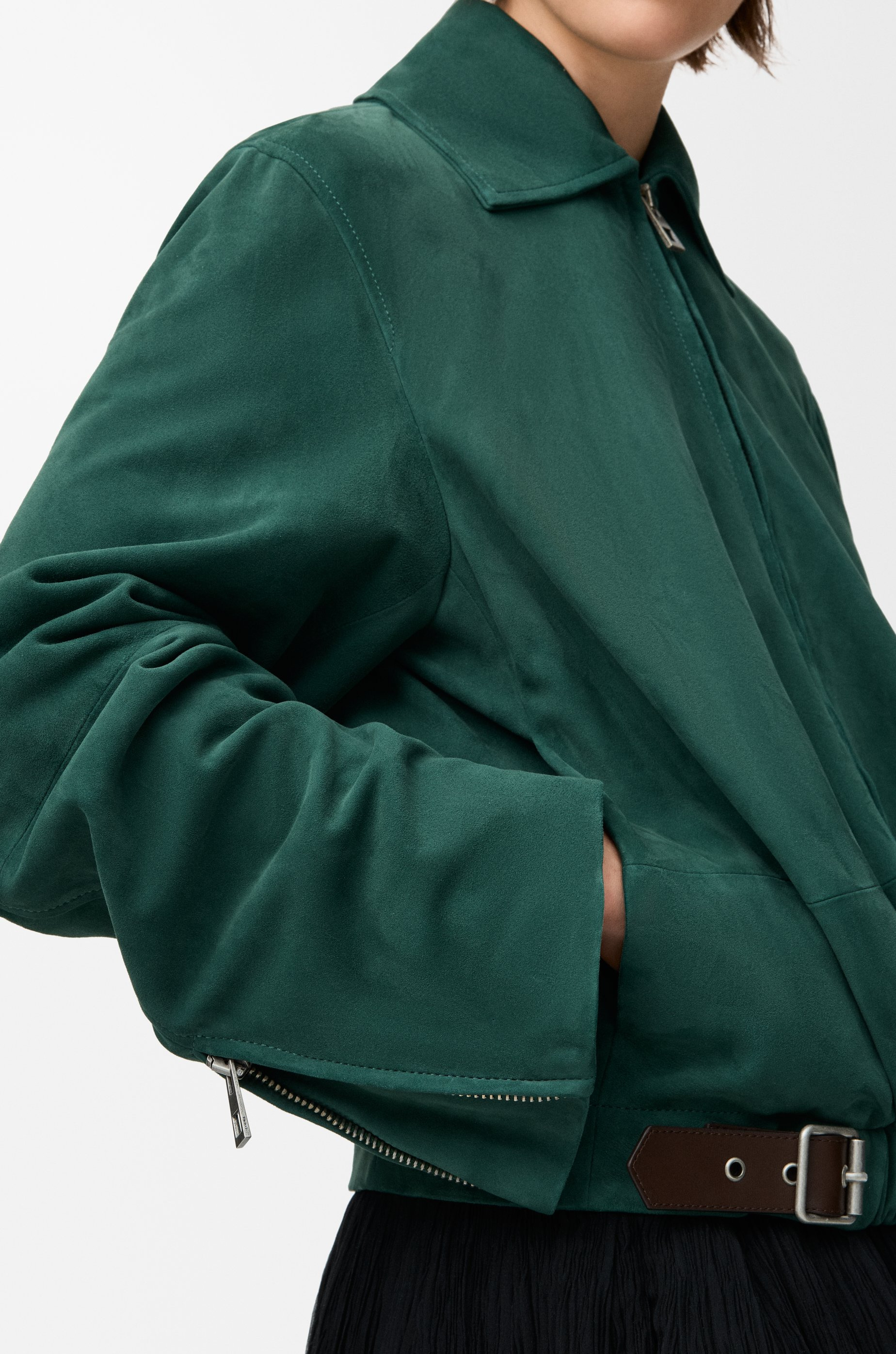 Belted jacket in suede goatskin - 5
