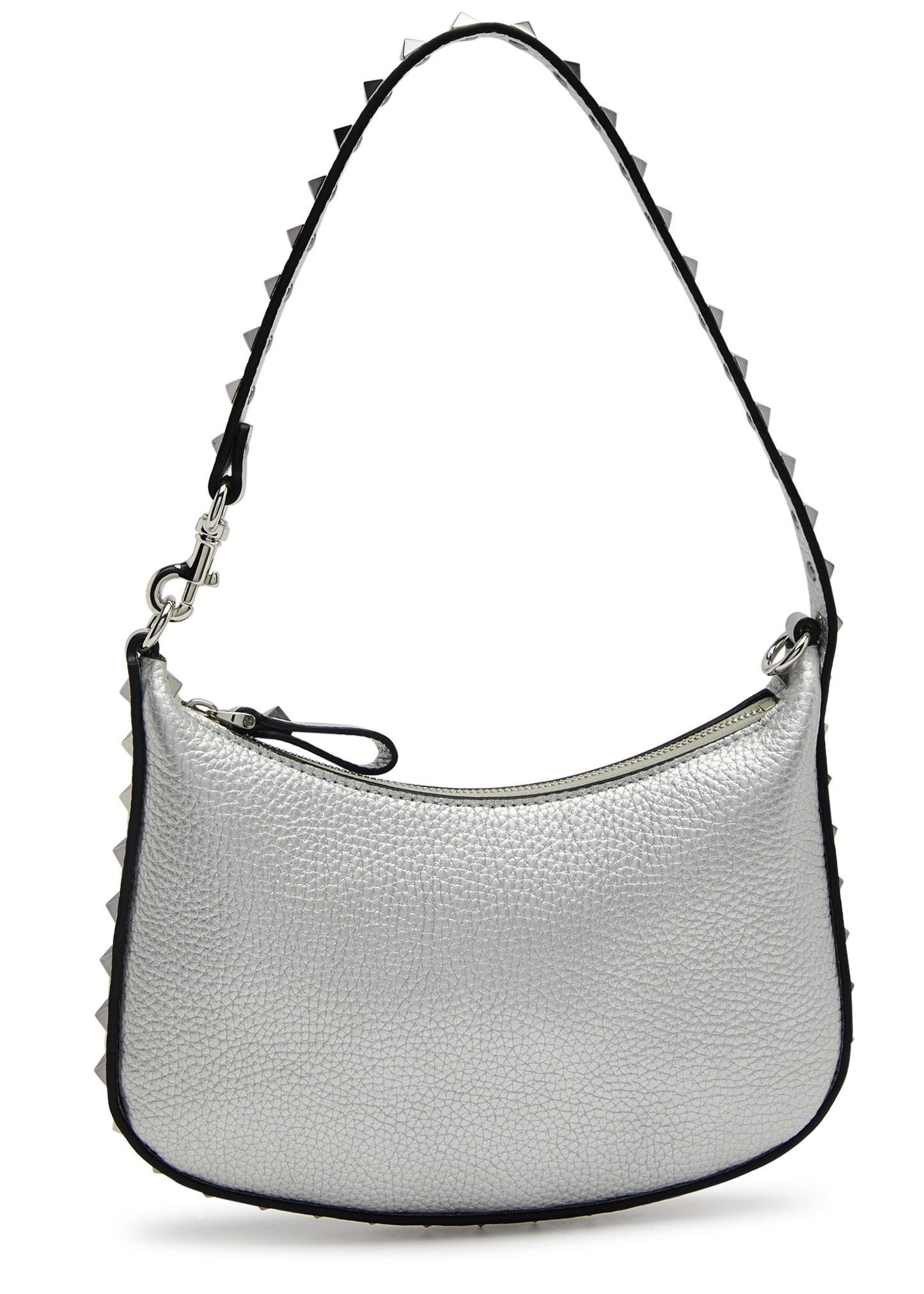 Rockstud mini metallic leather hobo bag - 1