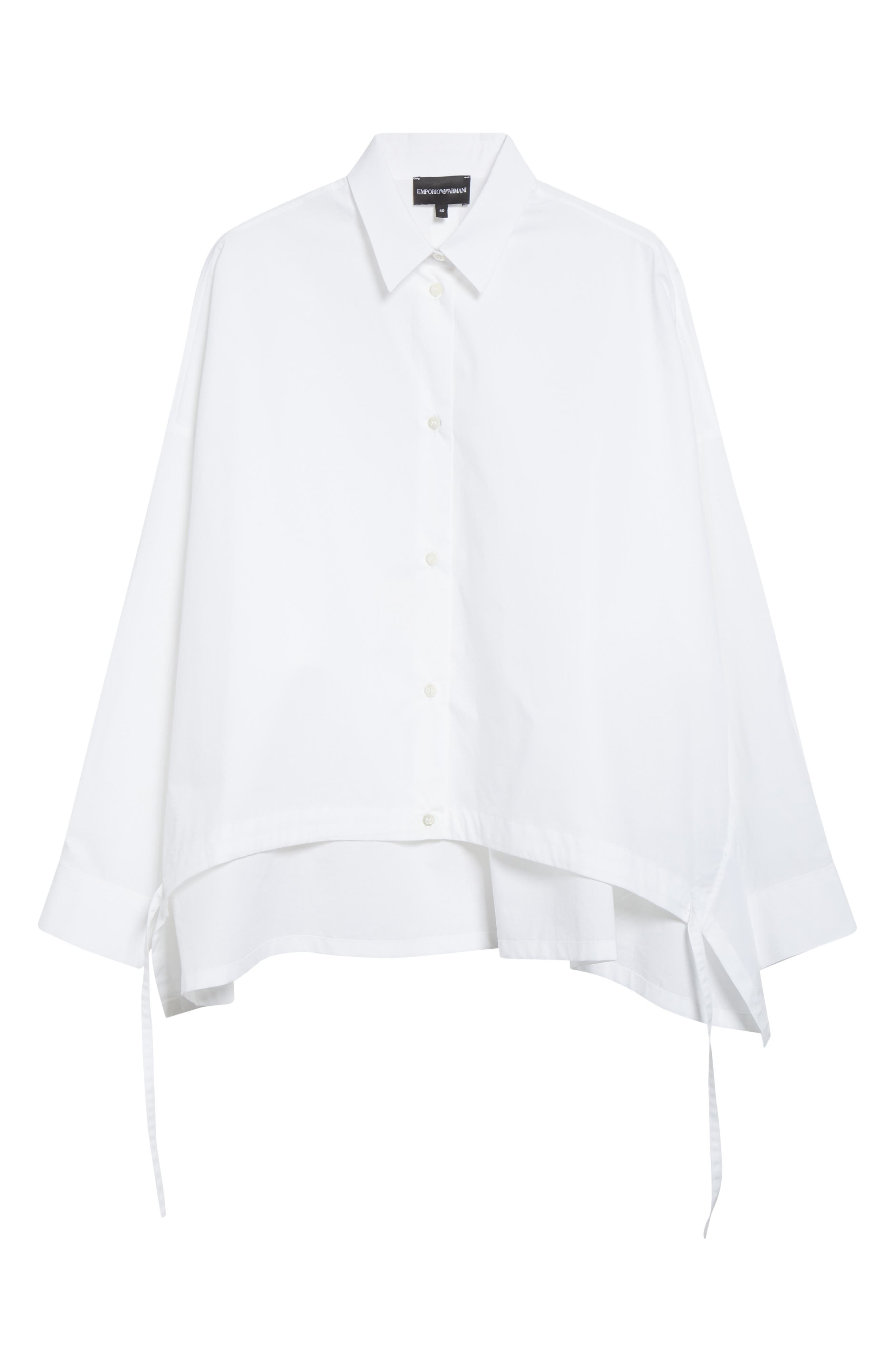 Emporio Armani Oversize Cotton Poplin Button-Up Shirt in White at Nordstrom - 6