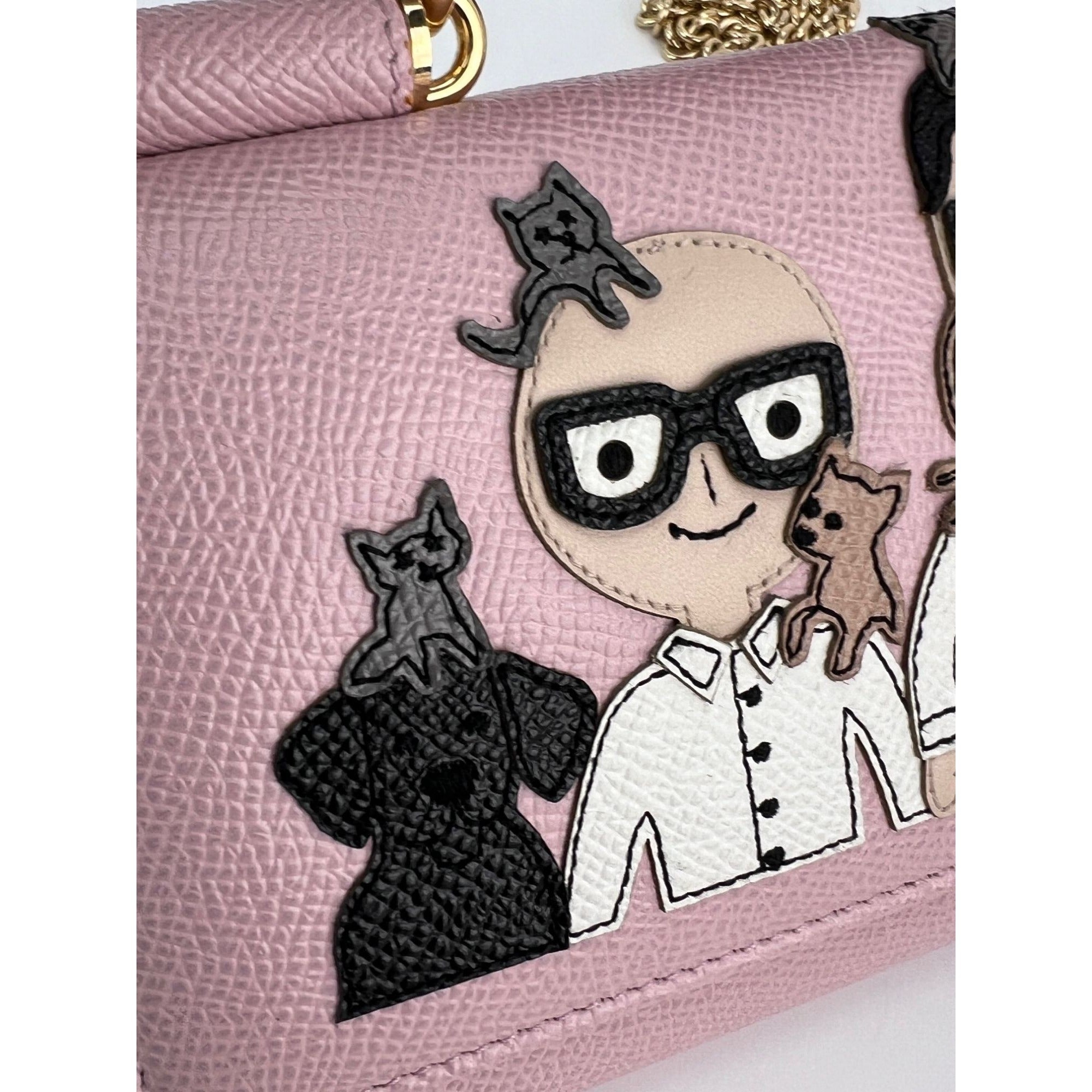Dolce Gabbana - Dolce Gabbana Phone Bag St Dauphine Cartoon Pink Wallet on a Chain Hand Bag - 9