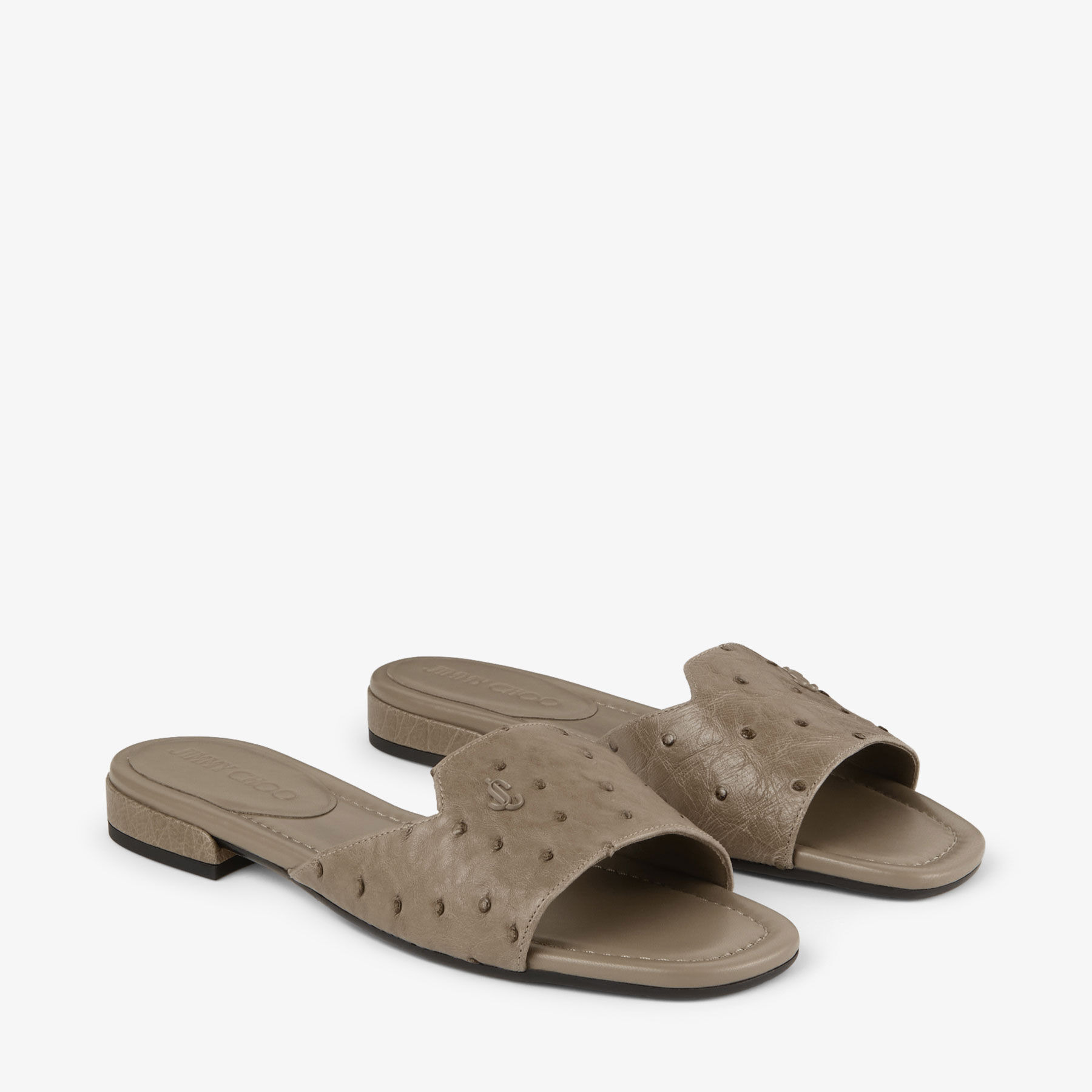 Dina Flat
Taupe Ostrich Leather Flats - 3