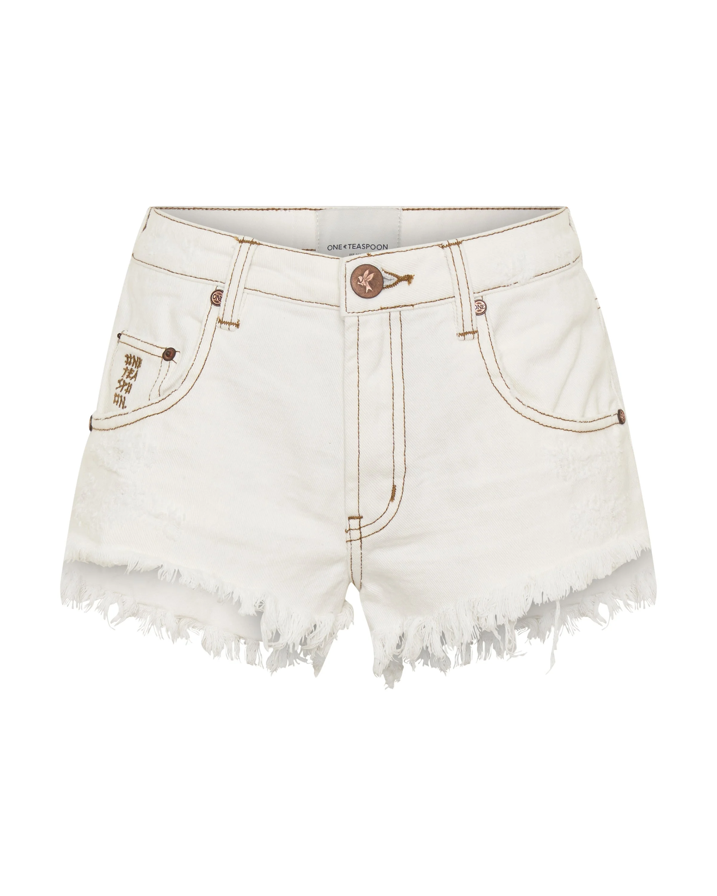 Renegades High Waist Denim Shorts - White Beauty - 1
