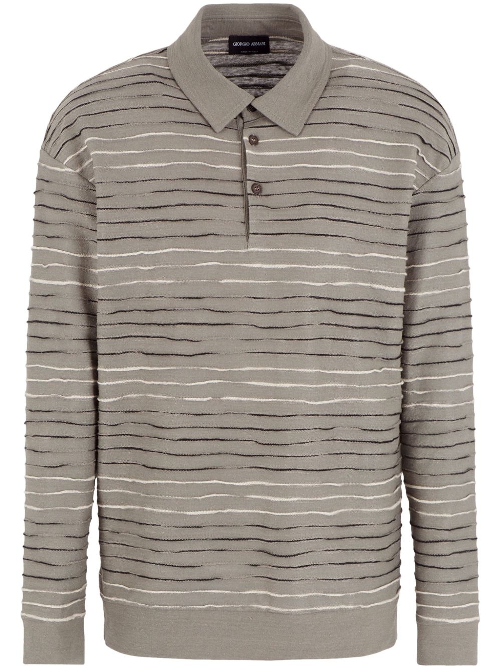 striped linen-blend polo shirt - 1
