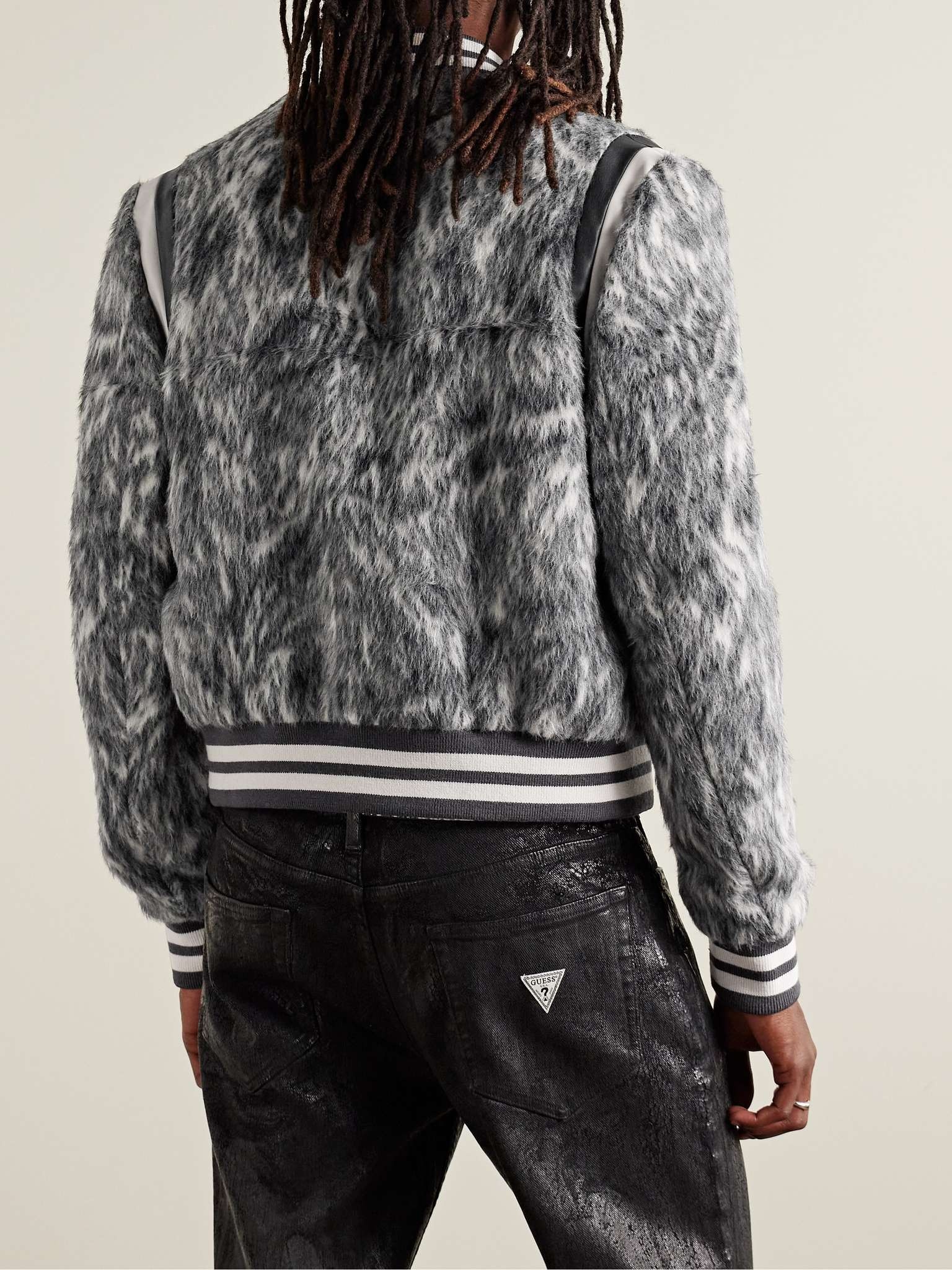 Faux Leather-Trimmed Brushed Wool and Alpaca-Blend Varsity Jacket - 4