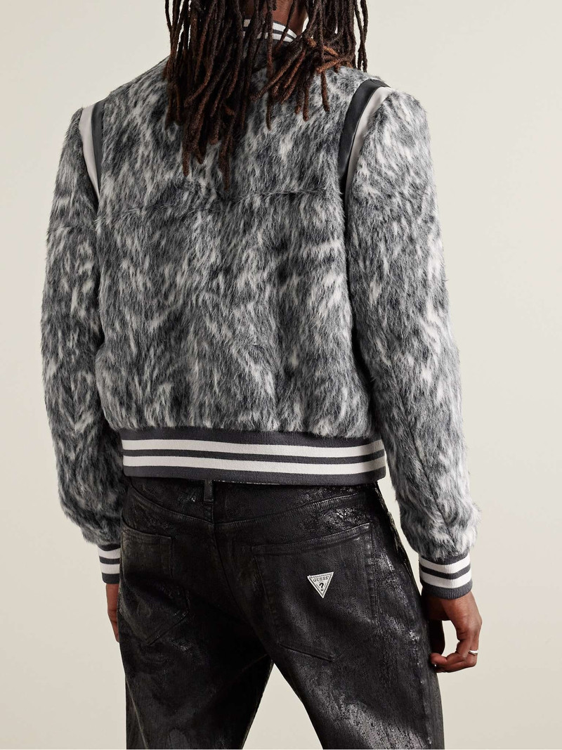 Faux Leather-Trimmed Brushed Wool and Alpaca-Blend Varsity Jacket 4