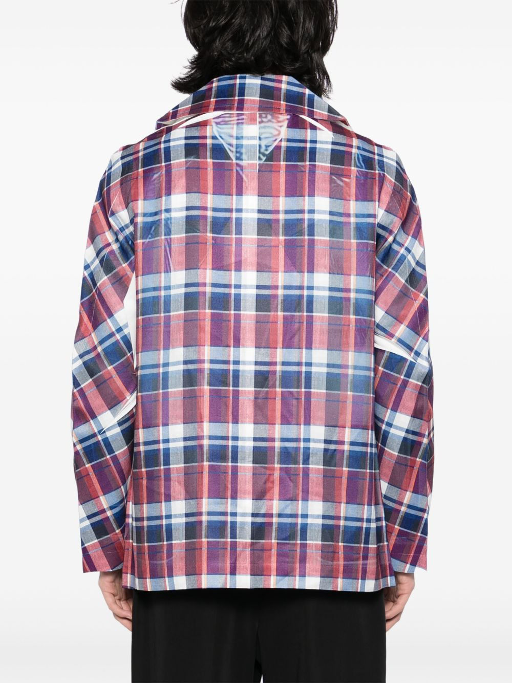 checked-print blazer - 4