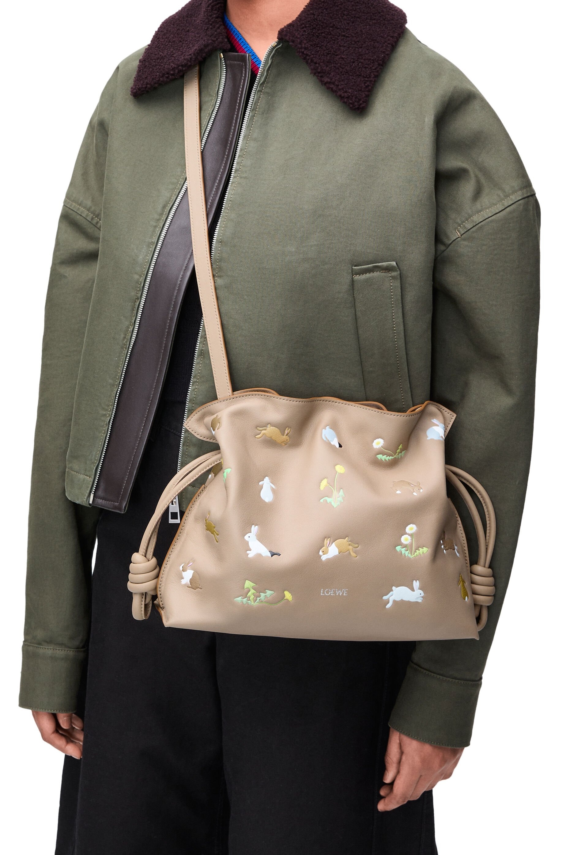 Bunny medium Flamenco clutch in nappa calfskin - 4