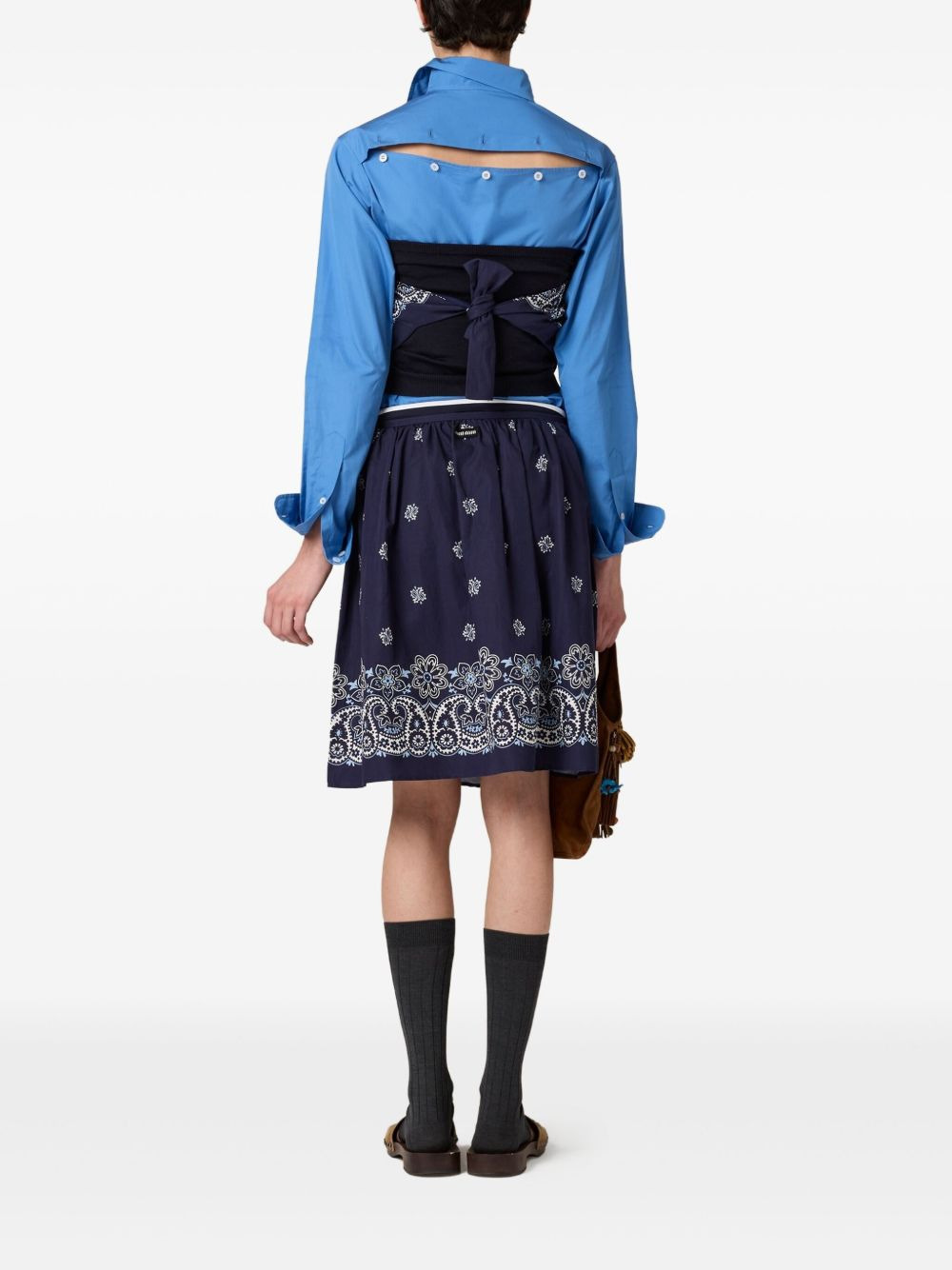 Cornflower slubbed poplin skirt - 3