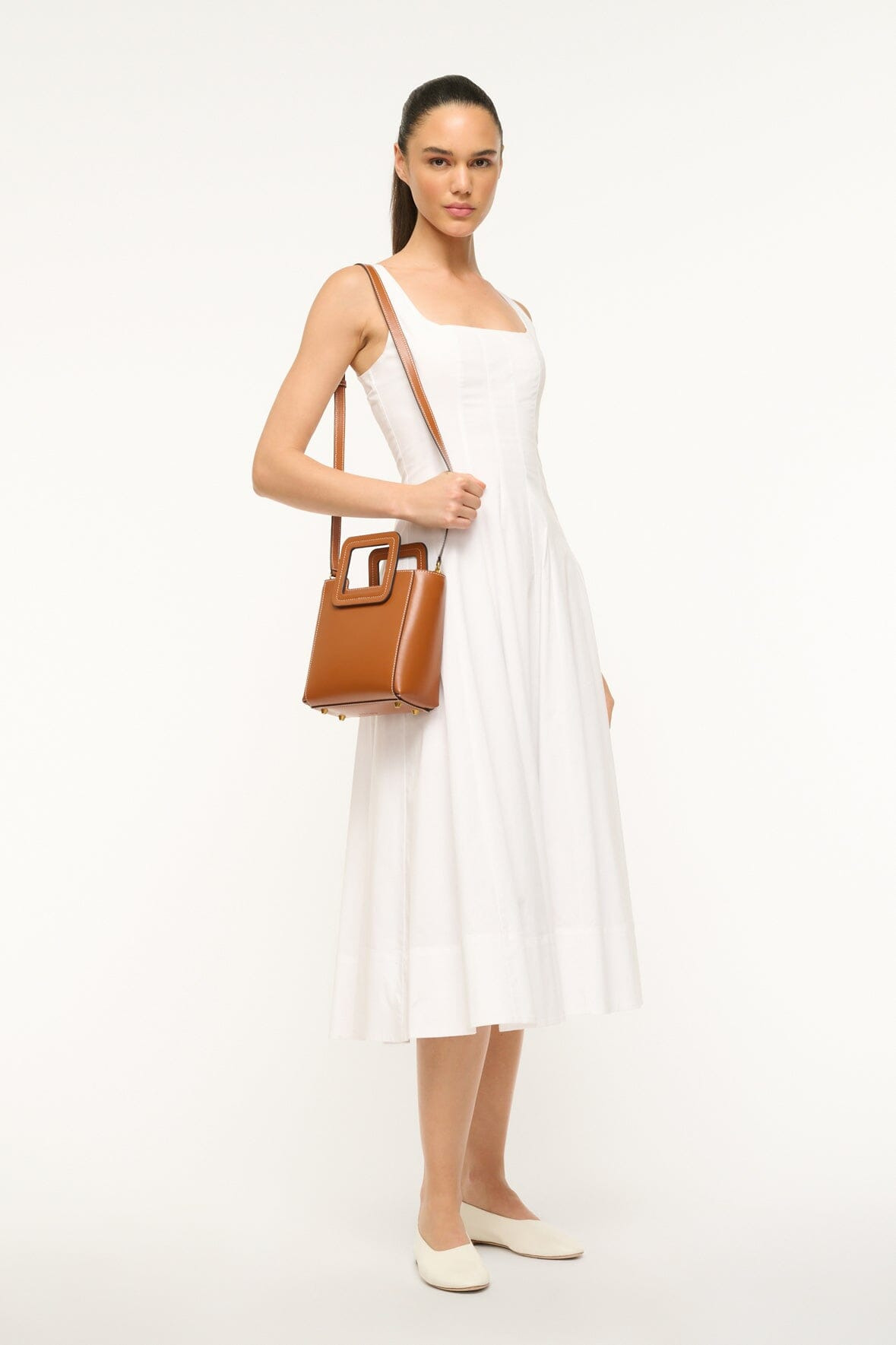 STAUD MINI SHIRLEY LEATHER BAG | SADDLE - 4