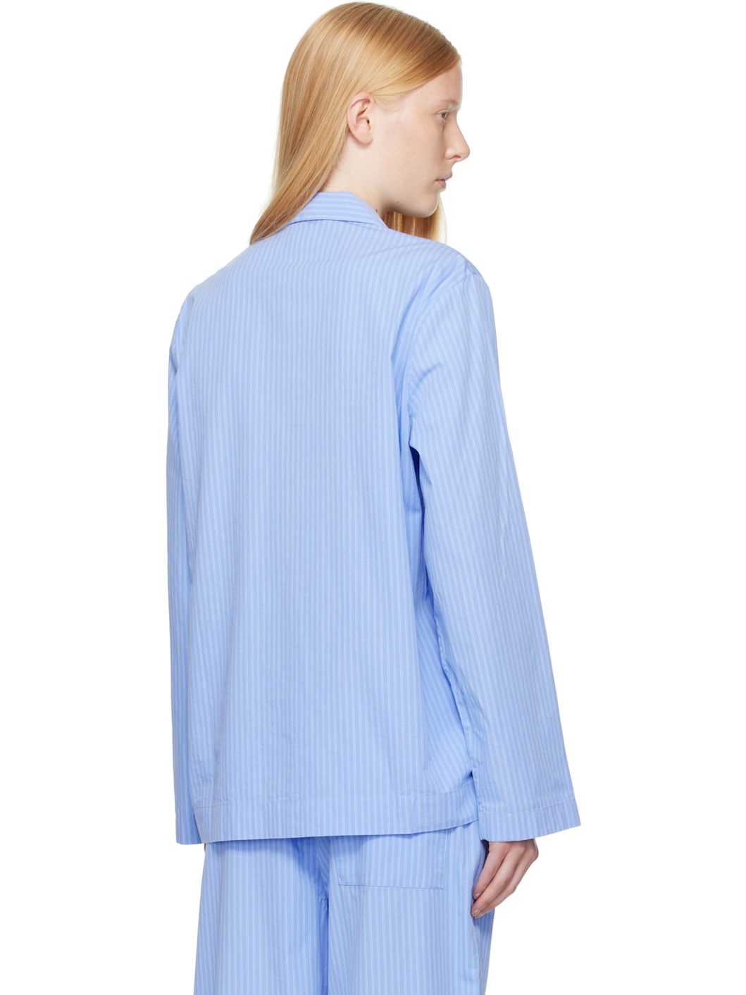 Blue Poplin Long-Sleeved Pyjama Shirt - 3