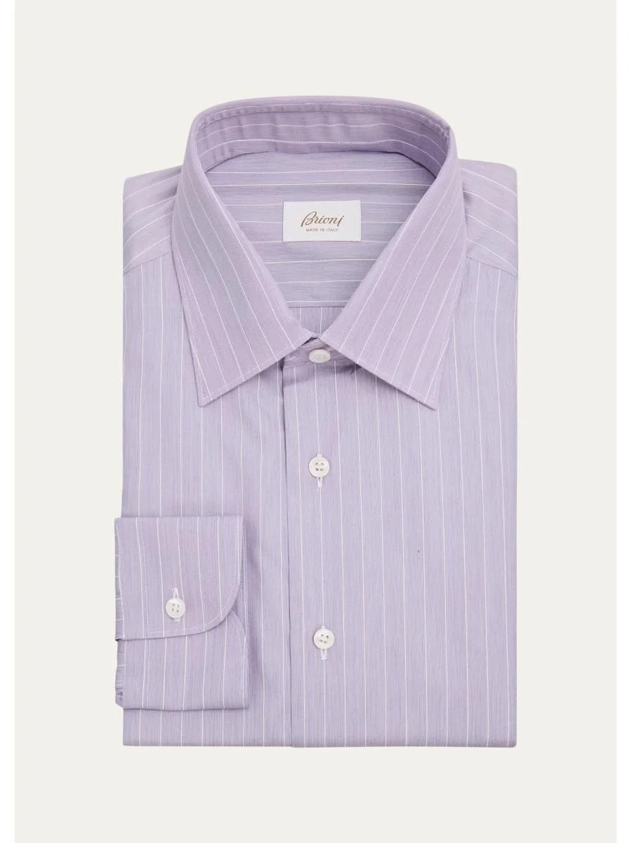 Men's Striped Cotton Dress Shirt - 1