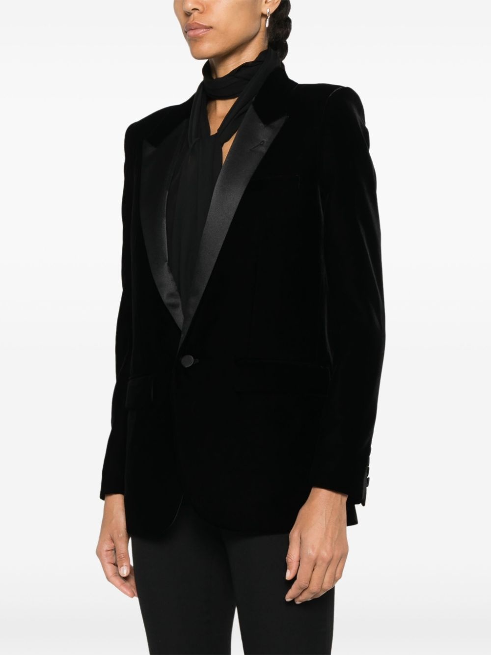 single-breasted velvet tuxedo jacket - 3