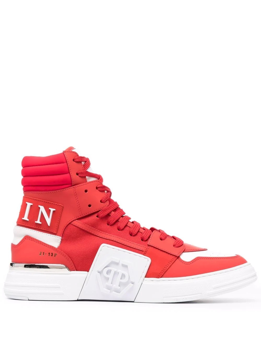 colour-block high-top leather sneakers - 1