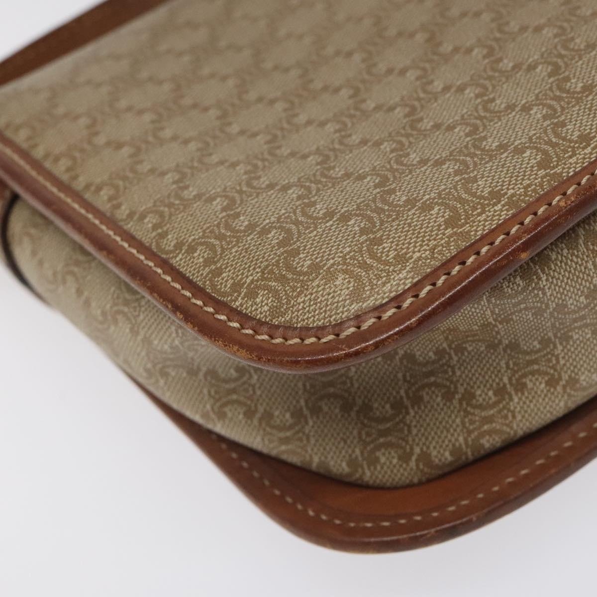 CELINE Macadam Canvas Shoulder Bag Pvc Leather Beige Brown Gold - 14