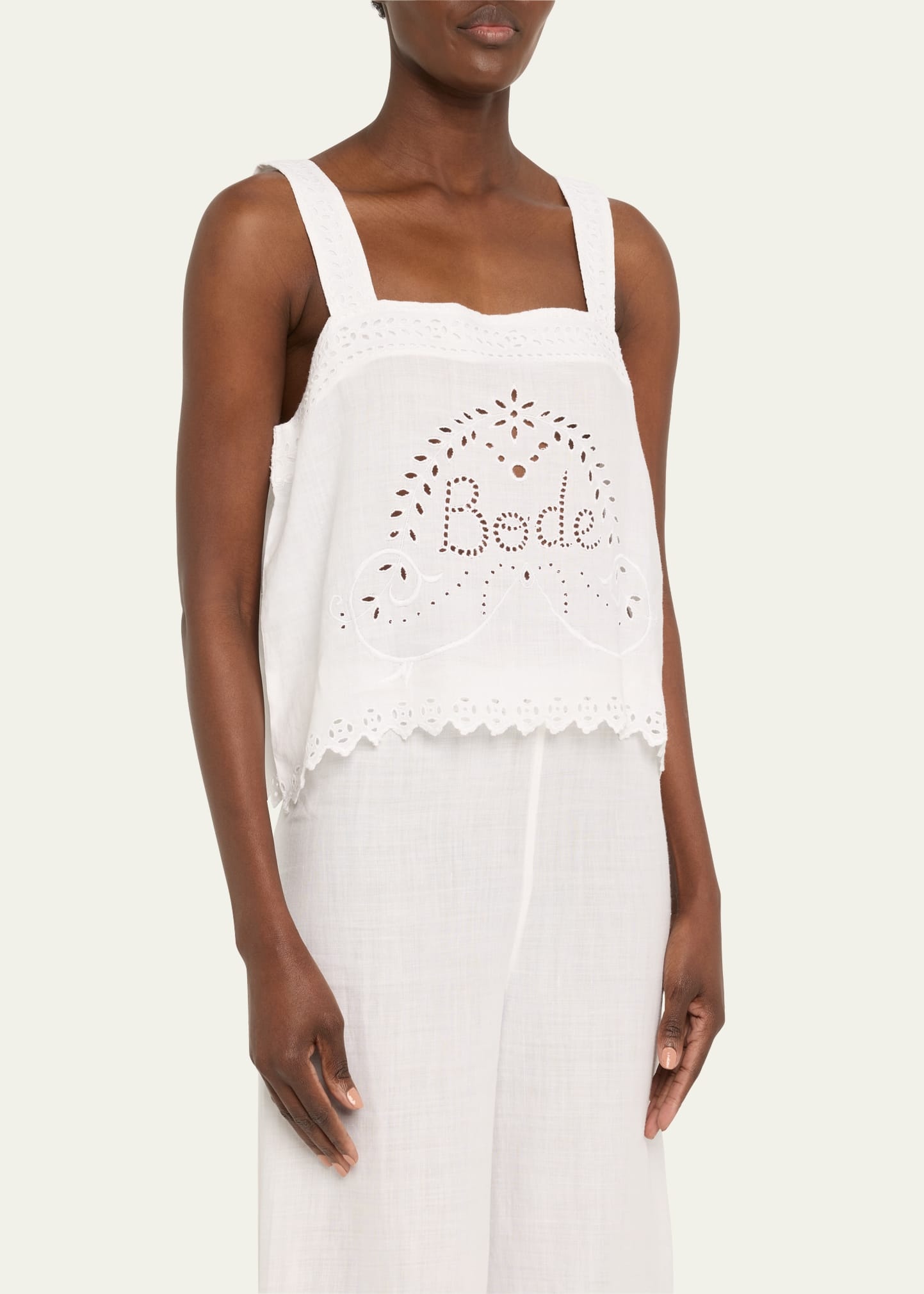 Belvoir Broderie Anglaise Lace Tank Top - 4