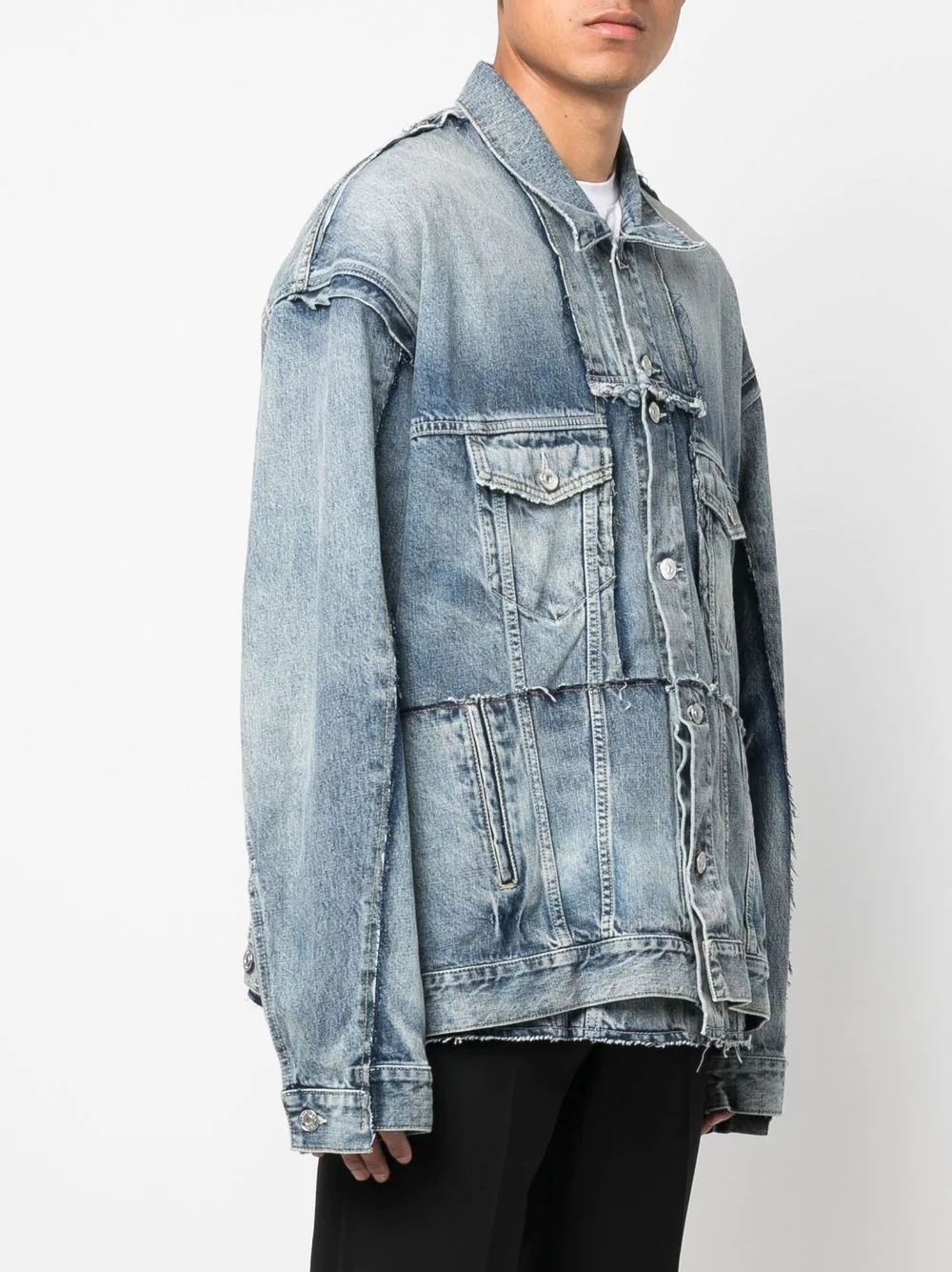 patchwork-panel design denim jacket - 3