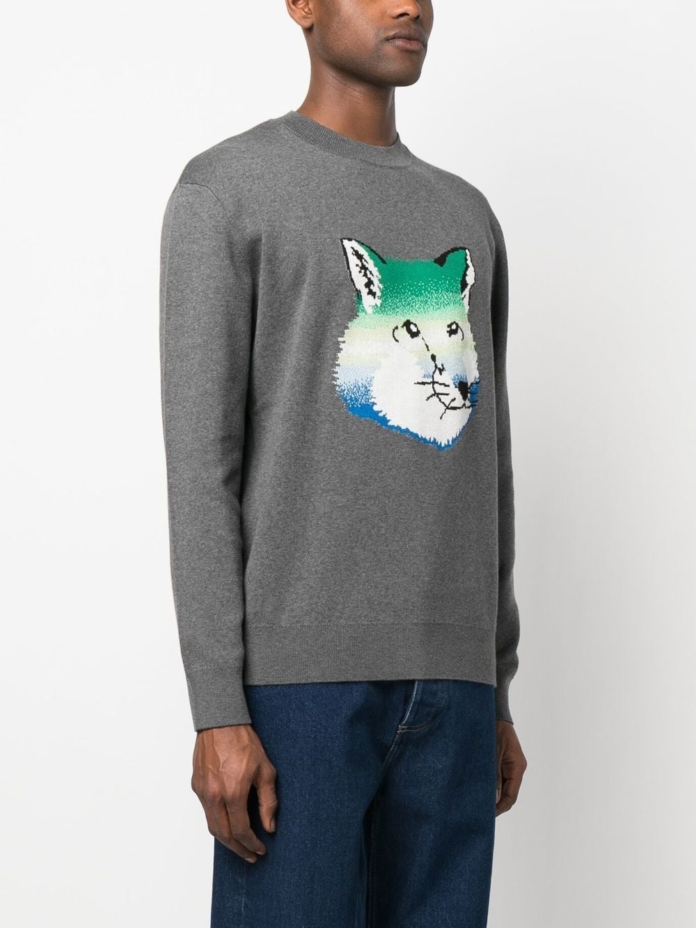 Vibrant Fox Head intarsia pullover - 3