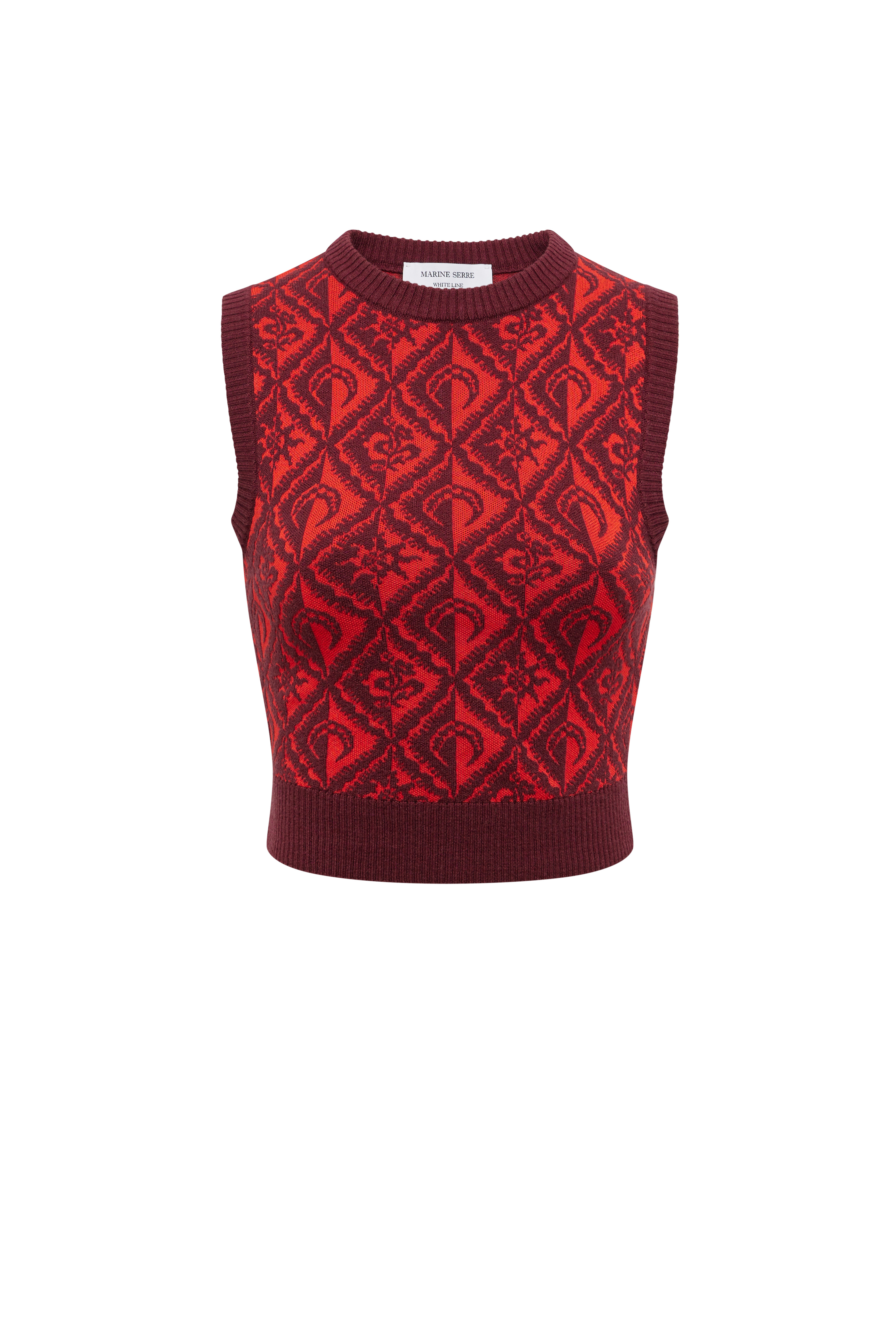 Moon Diamant Knit Jacquard Sleeveless Pullover - 1