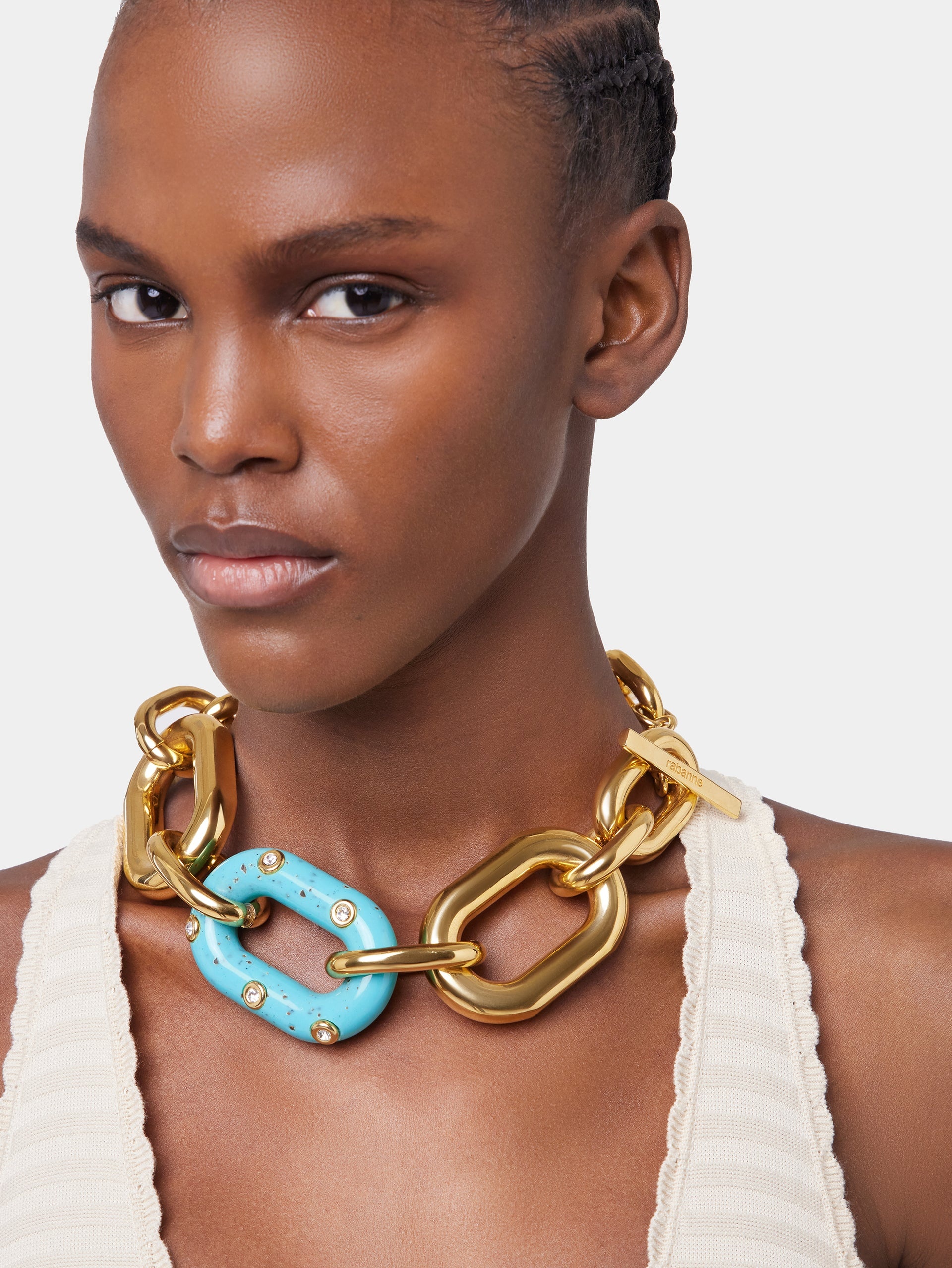 BLUE XL LINK OVERSIZED PALM SPRING NECKACE - 2