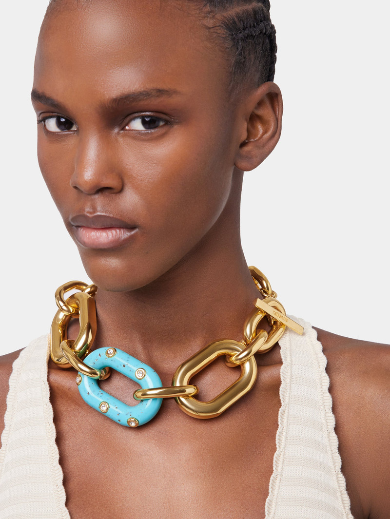 rabanne BLUE XL LINK OVERSIZED PALM SPRING NECKACE outlook