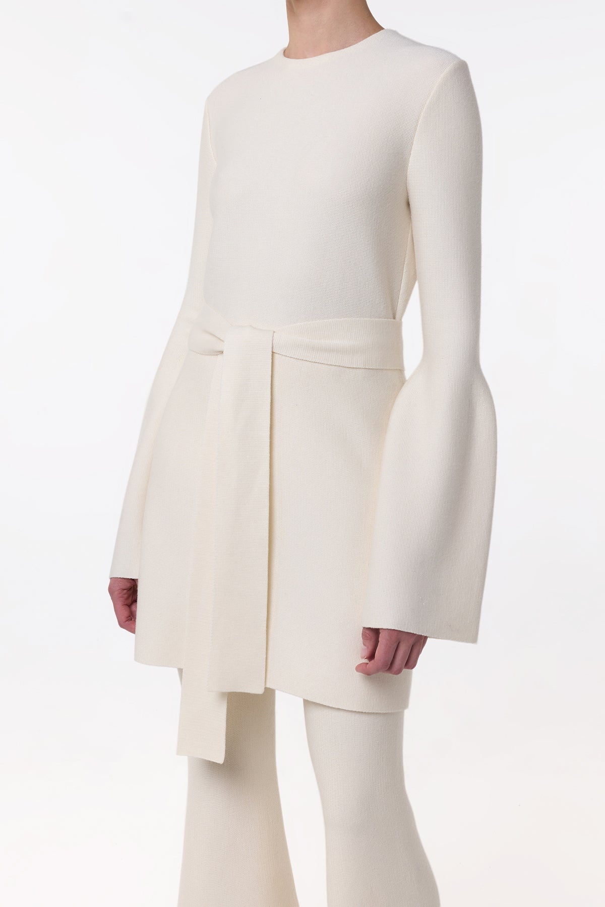 Tenas Knit Mini Dress in Ivory Merino Wool Cashmere - 2