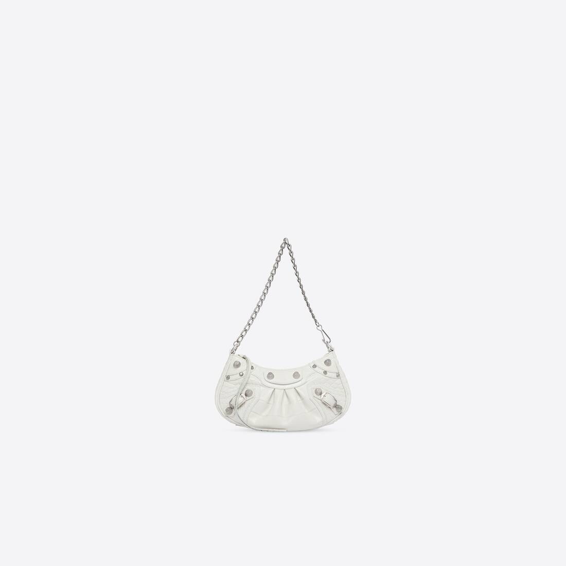 Women's Le Cagole Mini Purse With Chain Crocodile Embossed in White - 1