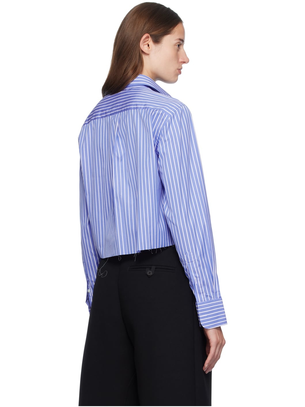 Blue & White Cropped Shirt - 3