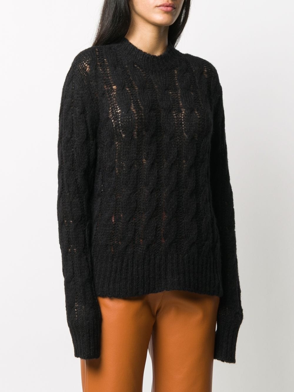 cable-knit crew-neck jumper - 3