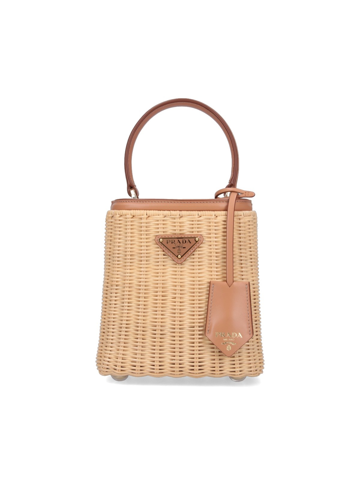 Prada Panier Small handbag Brown ハンドバッグ PRADA Small Saffiano Leather Prada Panier Bag