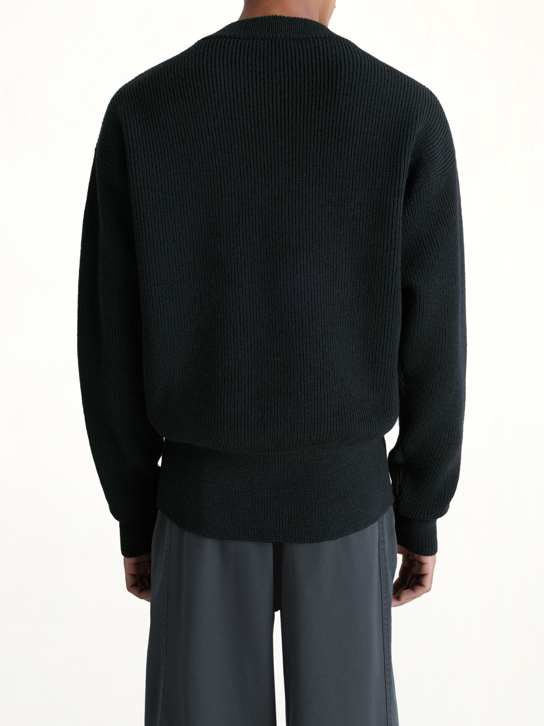 Boxy Round Neck Sweater in Black - 3