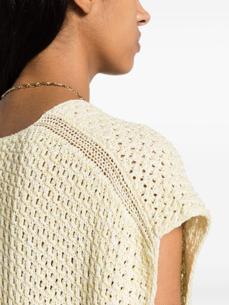 V-neck open-knit top 5