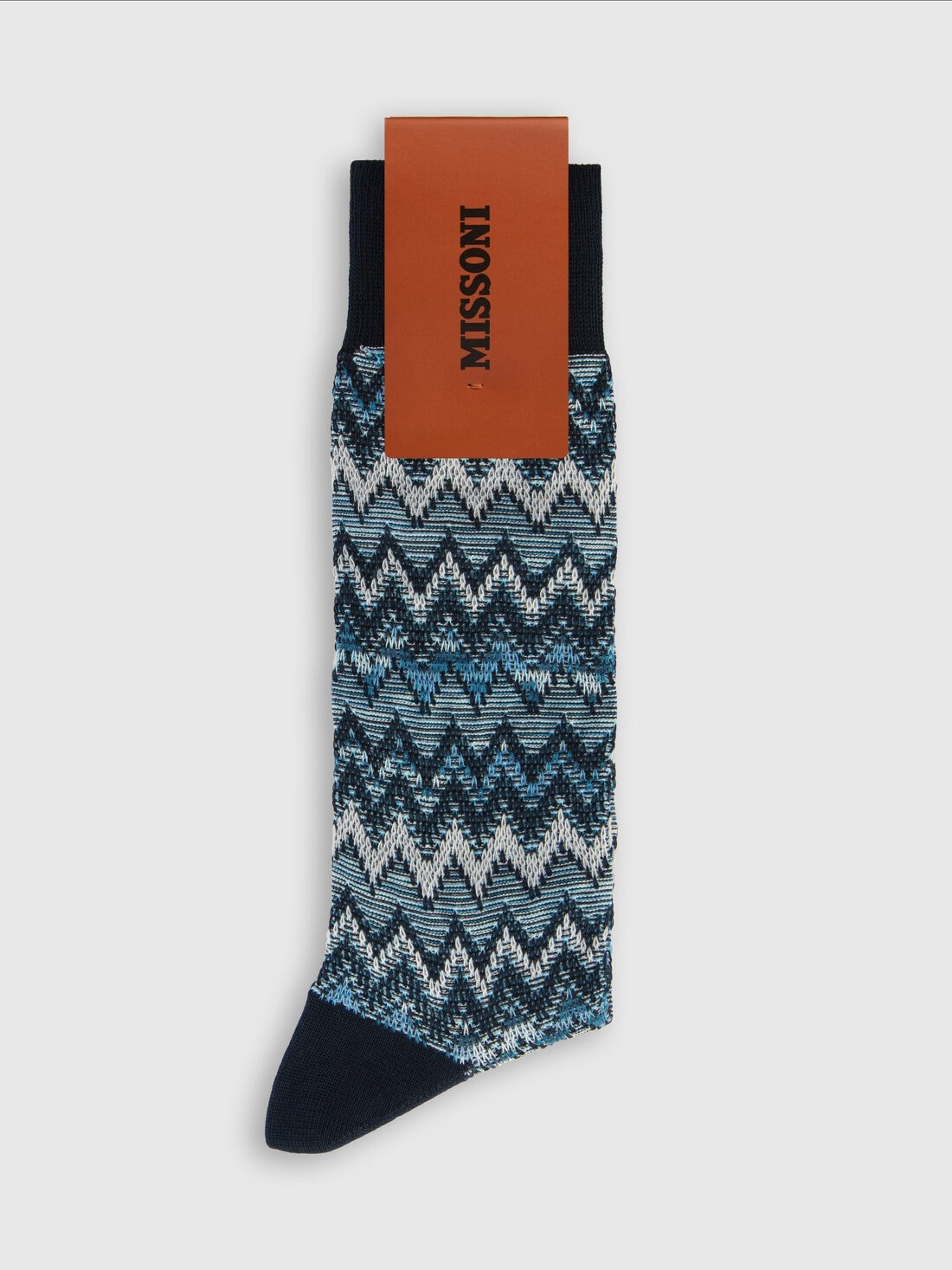 Mid-length socks cotton blend zig zag and lines - 2