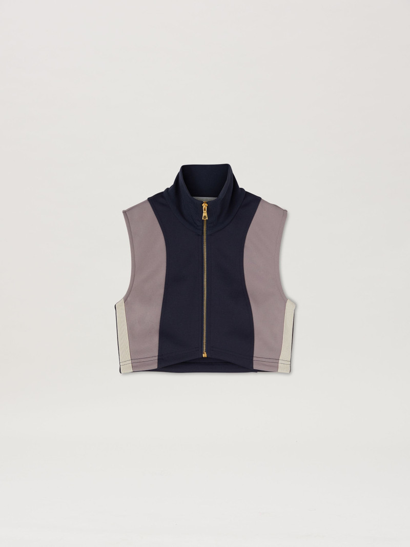 Monogram Colorblock Cropped Track Vest 1